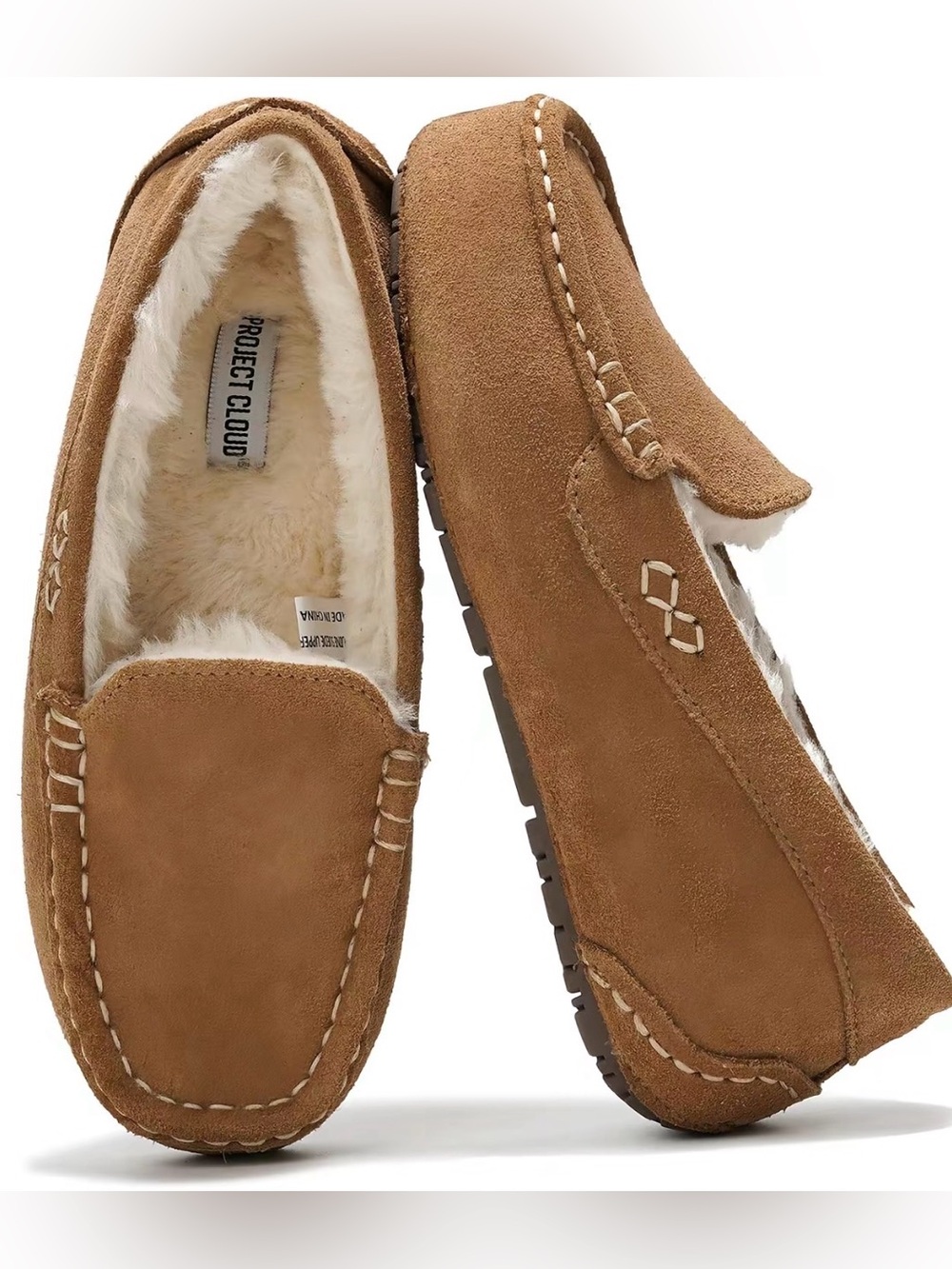 Project Cloud Suede Fleece-Lined Loafers Memory Foam - Chesnut Sz 7
